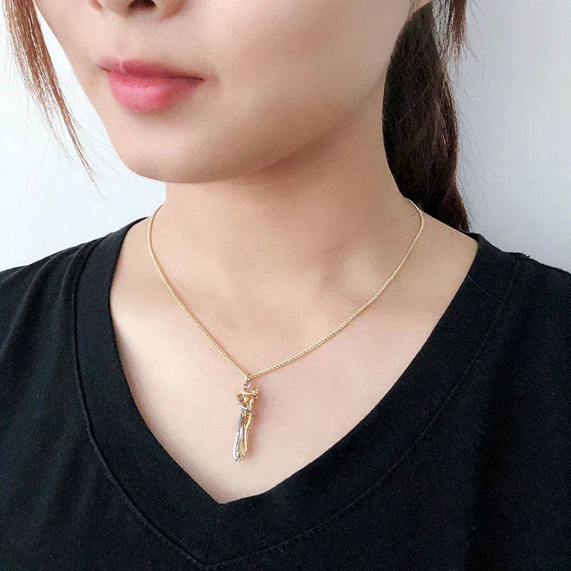 Embrace Necklace – Two Figures – Love & Connection – Hypoallergenic Steel | Sansoti