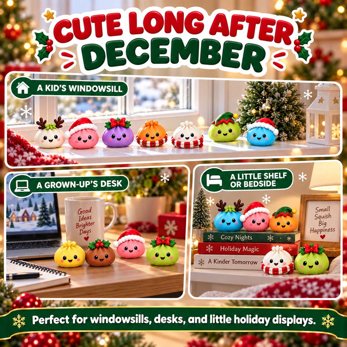 Adventskalender Squishies 24 Deurtjes Zachte TPR Dumplingfiguurtjes Doos 28 x 18 cm Individueel Verpakt Slow Rising | Sansoti