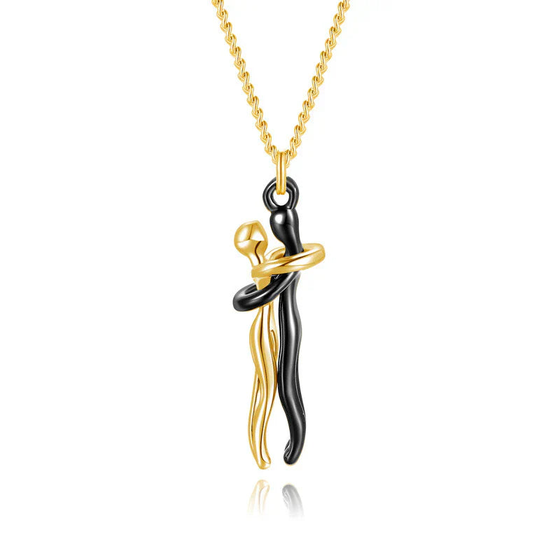 Embrace Necklace – Two Figures – Love & Connection – Hypoallergenic Steel | Sansoti