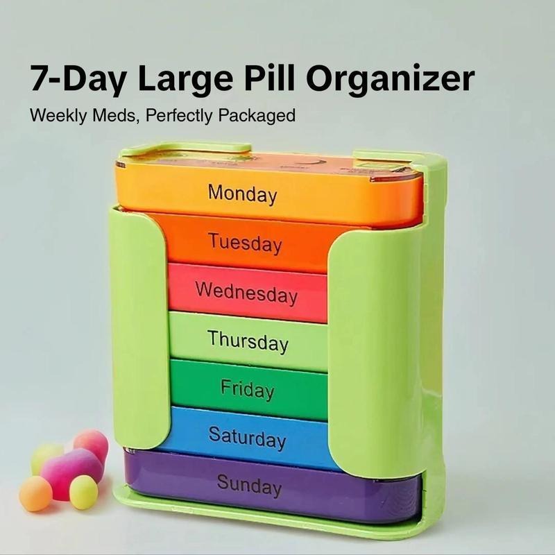 Pillbox for 7 days with day markings in different colors for medication organization | Sansoti
