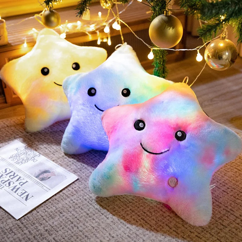 Illuminated Star Plush Pillow for Children | Soft Plush with Soothing LED Light | Comforting Sleep Companion for Toddlers and Preschoolers | Sansoti