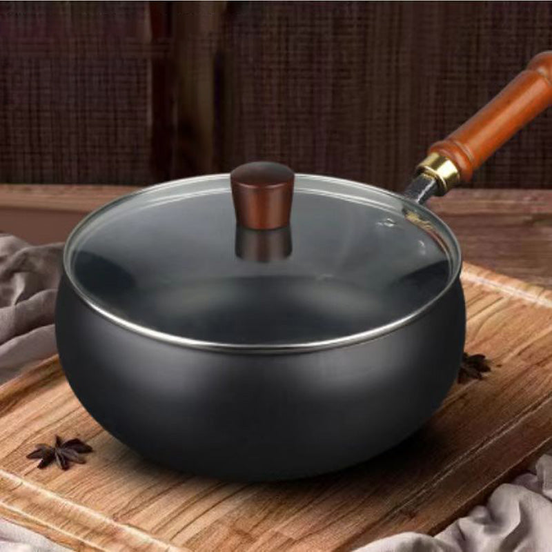 Gusseiserne Wokpfanne Mit Deckel Schwarz Ofenfest 24cm | Sansoti