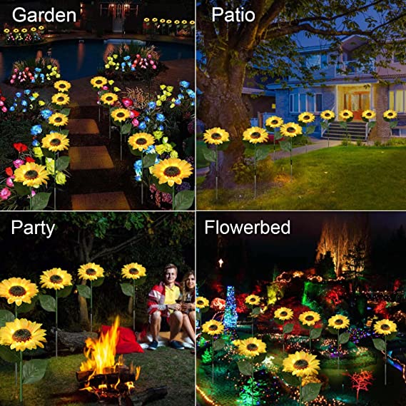 Solar-Powered Garden Lighting Sunflower Design LED Waterproof IP65 for Pathway Patio Balcony Garden Decorative | Sansoti