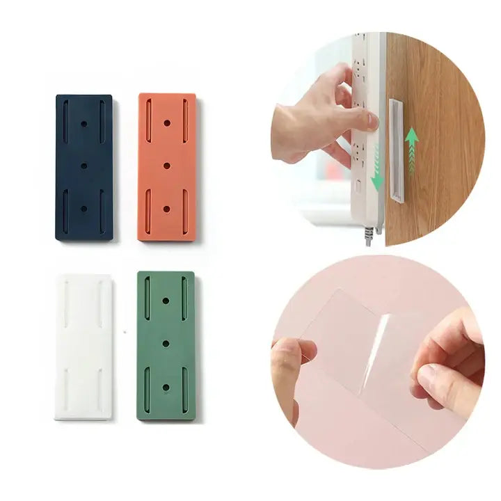Self-Adhesive Plug Holder Set – Wall Mount for Cable Management and Organization | 10 Pieces | Sansoti