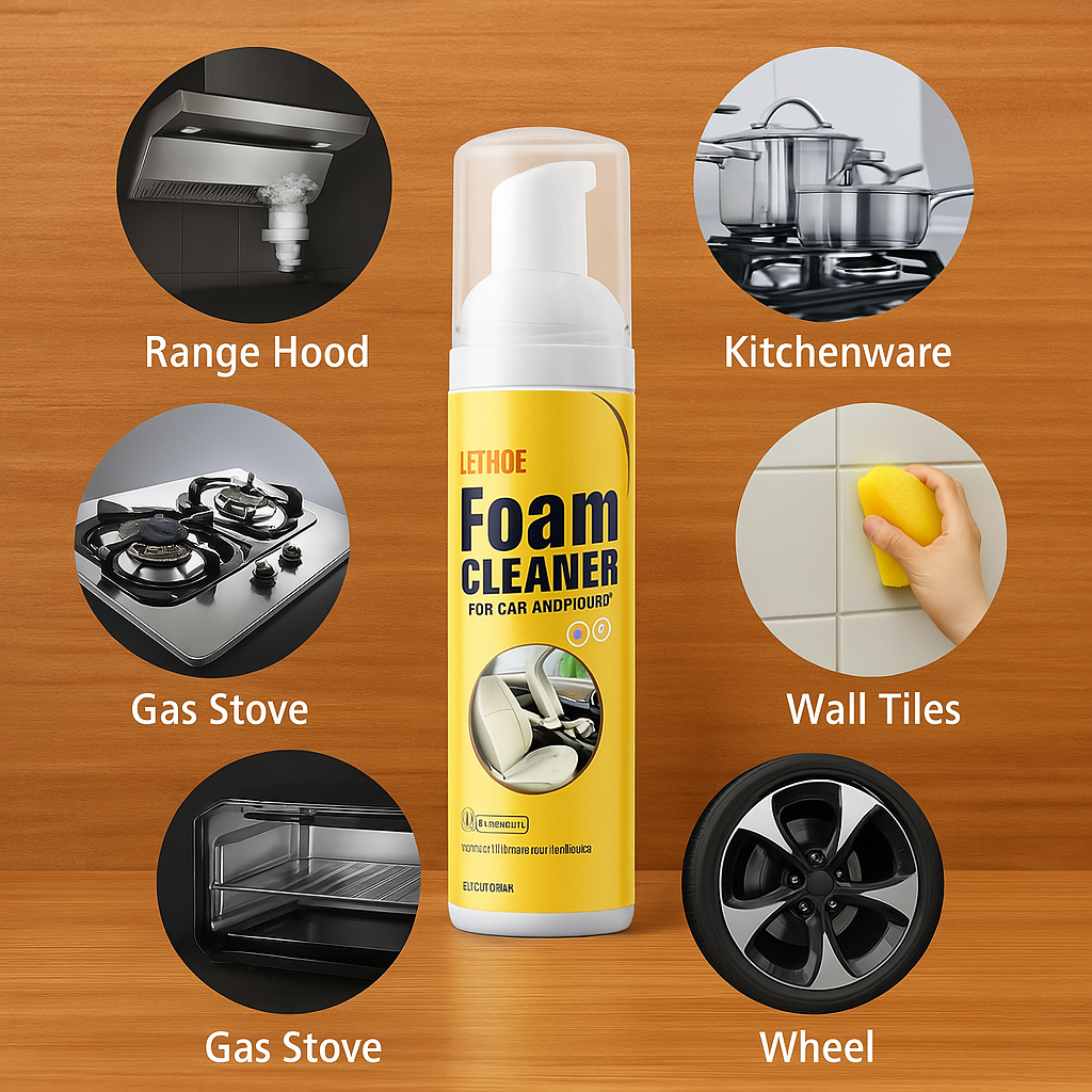 All-Purpose Cleaner Foam Spray – Multi-Surface Cleaning Agent with Deep Penetrating Action for Grease-Free and Radiant Results | Sansoti