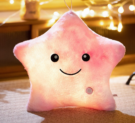 Illuminated Star Plush Pillow for Children | Soft Plush with Soothing LED Light | Comforting Sleep Companion for Toddlers and Preschoolers | Sansoti