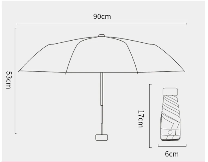 Parapluie pliant de poche, format de poche – Parapluie compact pour la pluie, pour sac à dos ou sac à main – Restez toujours au sec | Sansoti