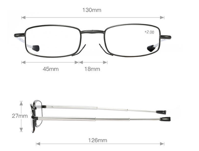 Foldable Reading Glasses with Case, Compact and Travel-Friendly, Various Strengths, Handy Reading Aid on the Go | Sansoti