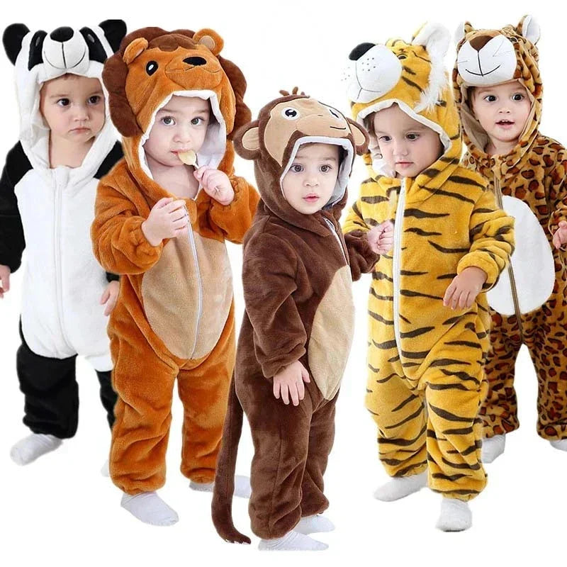 Body bébé panda coton polyester noir blanc Pyjama bébé costume animal avec capuche Unisexe Combinaison bébé | Sansoti