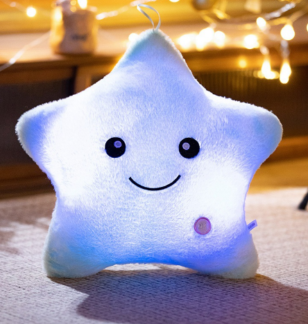 Illuminated Star Plush Pillow for Children | Soft Plush with Soothing LED Light | Comforting Sleep Companion for Toddlers and Preschoolers | Sansoti