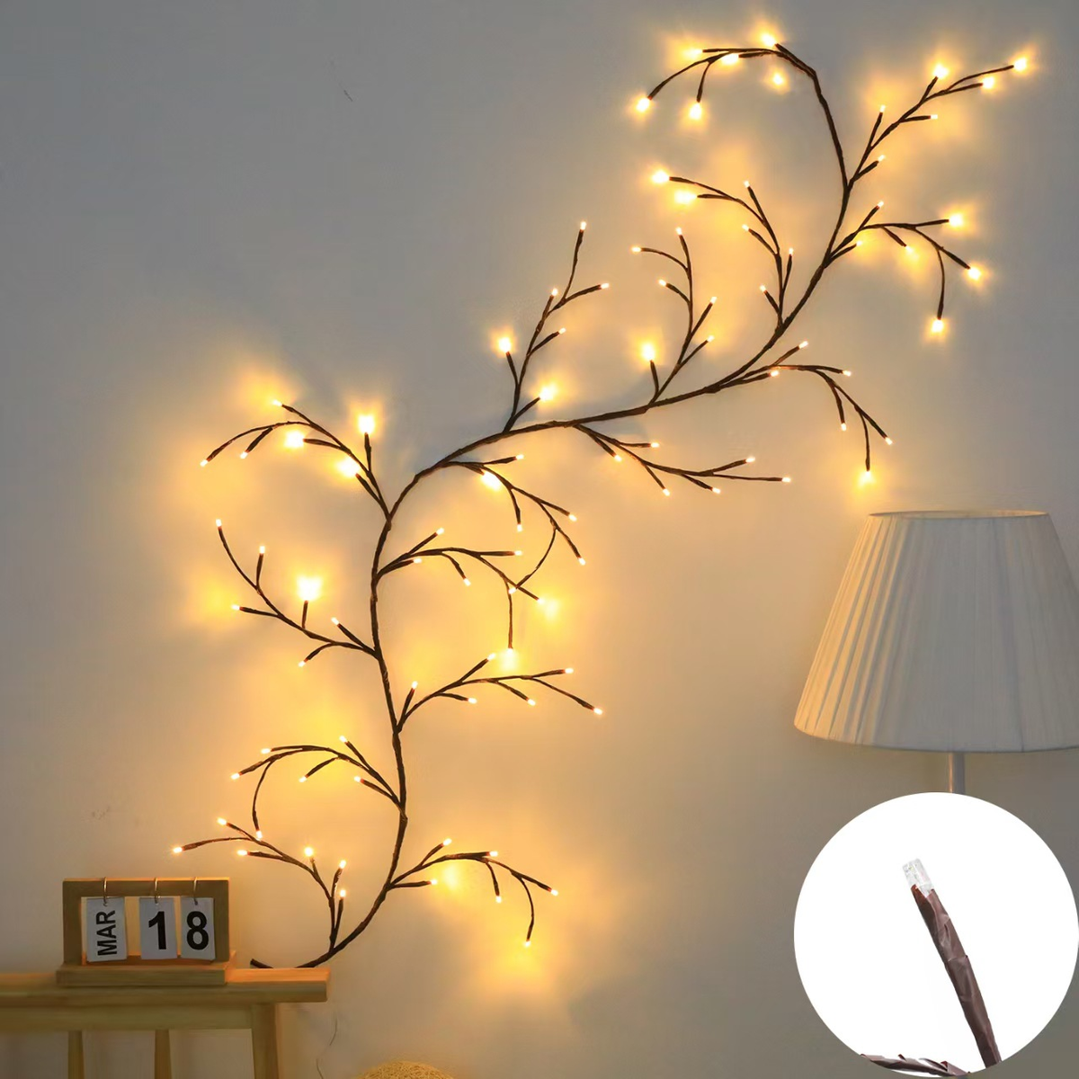 LED-Eisblumen-Dekorative Lichterkette 160cm 18 Zweige 72 LED warmweiß rosa blau für Wohnzimmer, Schlafzimmer, Fenster, Wand, Festdekoration USB Künstliche Blumen Lichterkette romantische Beleuchtung Innenraumgestaltung | Sansoti