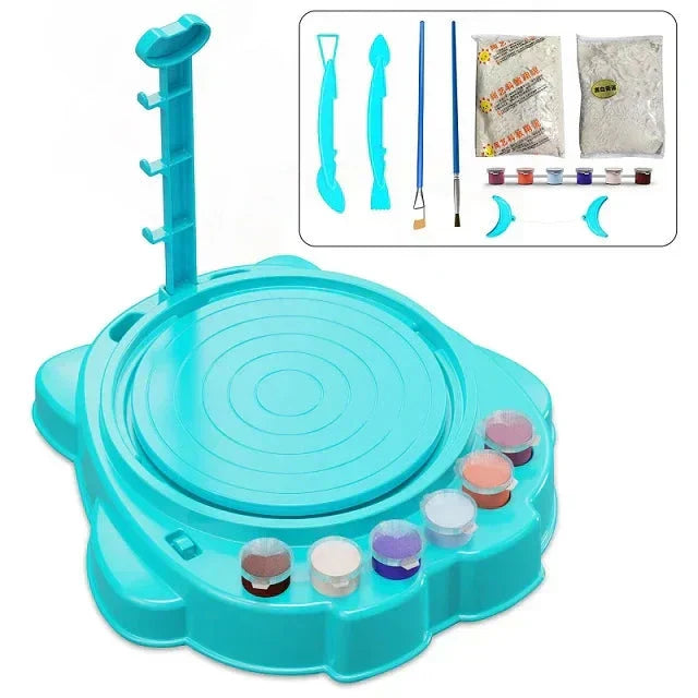 Kreatives Modellier-Drehscheiben-Set für Kinder | Elektrisches Töpferwerkzeug | Ton-Aktivitäten-Kit | Pädagogisches Spielzeug | Motorik-Entwicklung | Bastelset | Sansoti