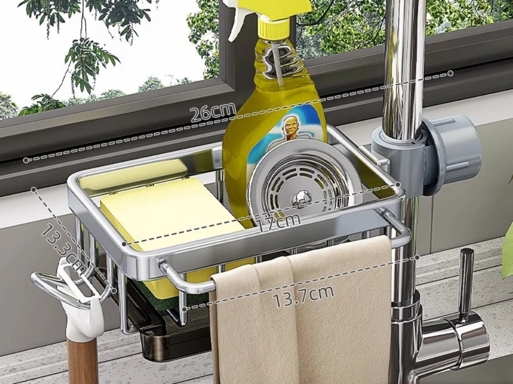Sink Organizer with Draining Rack for Dishware and Kitchen Utensil Storage | Sansoti