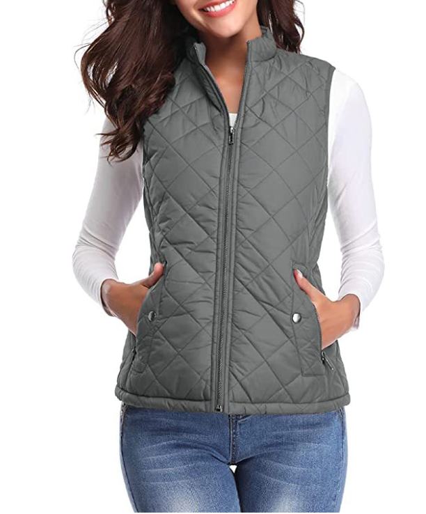 Gewatteerde Damesbodywarmer met Ritssluiting voor Overgangsseizoen Lichtgewicht Warm Casual Mouwloos Vest | Sansoti