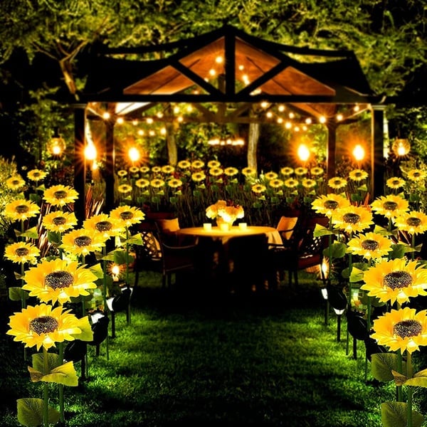 Solar-Powered Garden Lighting Sunflower Design LED Waterproof IP65 for Pathway Patio Balcony Garden Decorative | Sansoti