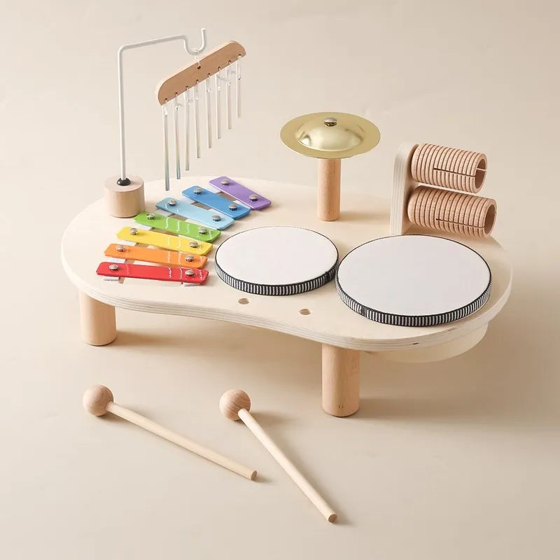Kinder muziekstation hout kleurrijk muziekspeelgoed peuter instrumentenset educatief sensorisch speelgoed vanaf 3 jaar | Sansoti