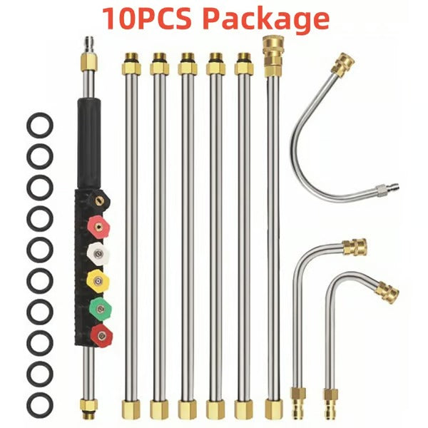 Telescopic Pressure Washer Lance 7.3 m Reach Brass Stainless Steel 4000 PSI with Color-Coded Nozzles | Sansoti