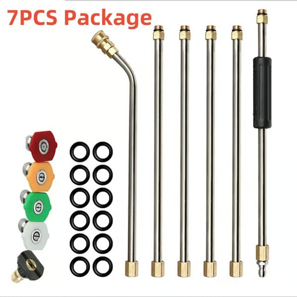 Telescopic Pressure Washer Lance 7.3 m Reach Brass Stainless Steel 4000 PSI with Color-Coded Nozzles | Sansoti