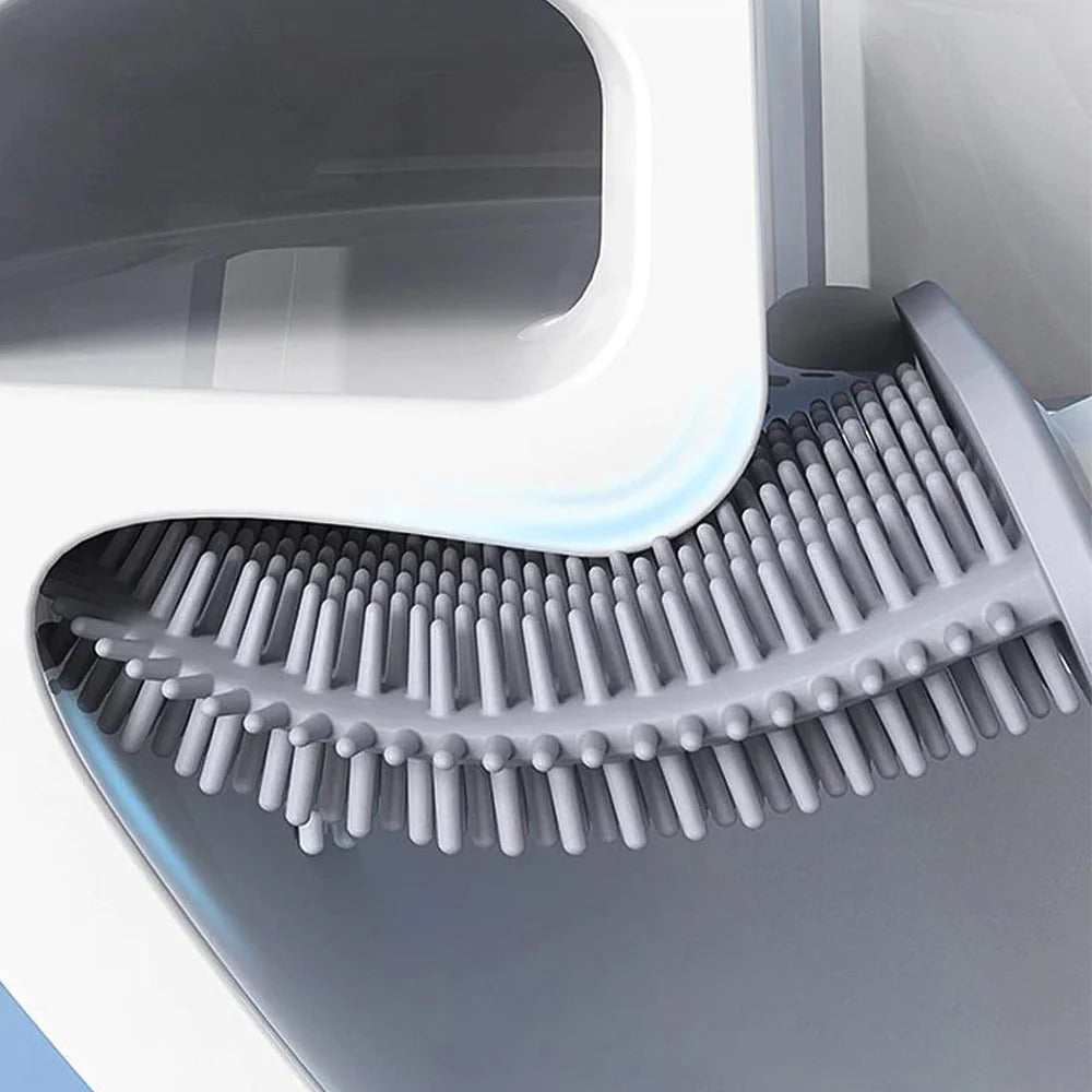 Silicone Toilet Brush Antibacterial Wall Holder Flexible Bristles Bathroom Hygienic Space-Saving | Sansoti