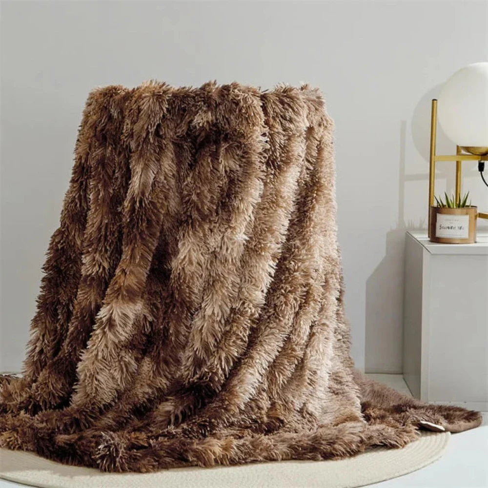 Fluweelzachte Nepbont Plaid Oversized Knuffelwarm Decoratief Deken Herfst Winter Lente Woonkamer Slaapkamer | Sansoti