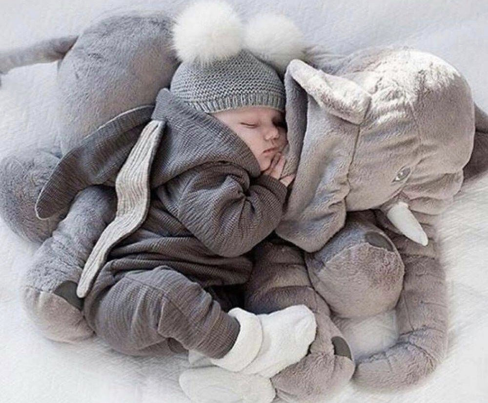 Coussin bébé éléphant en peluche douce 40 cm ou 60 cm peluche pour calme et sommeil | Sansoti