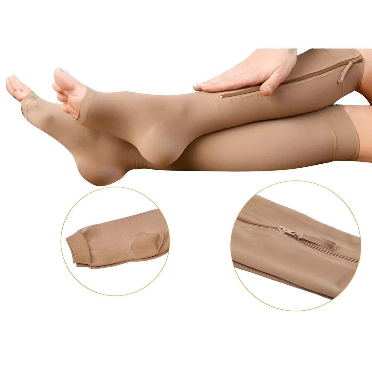 Zipper Compression Socks 20–30 mmHg Open Toe Therapeutic Medical Support Leg Sleeves for Women and Men | Sansoti