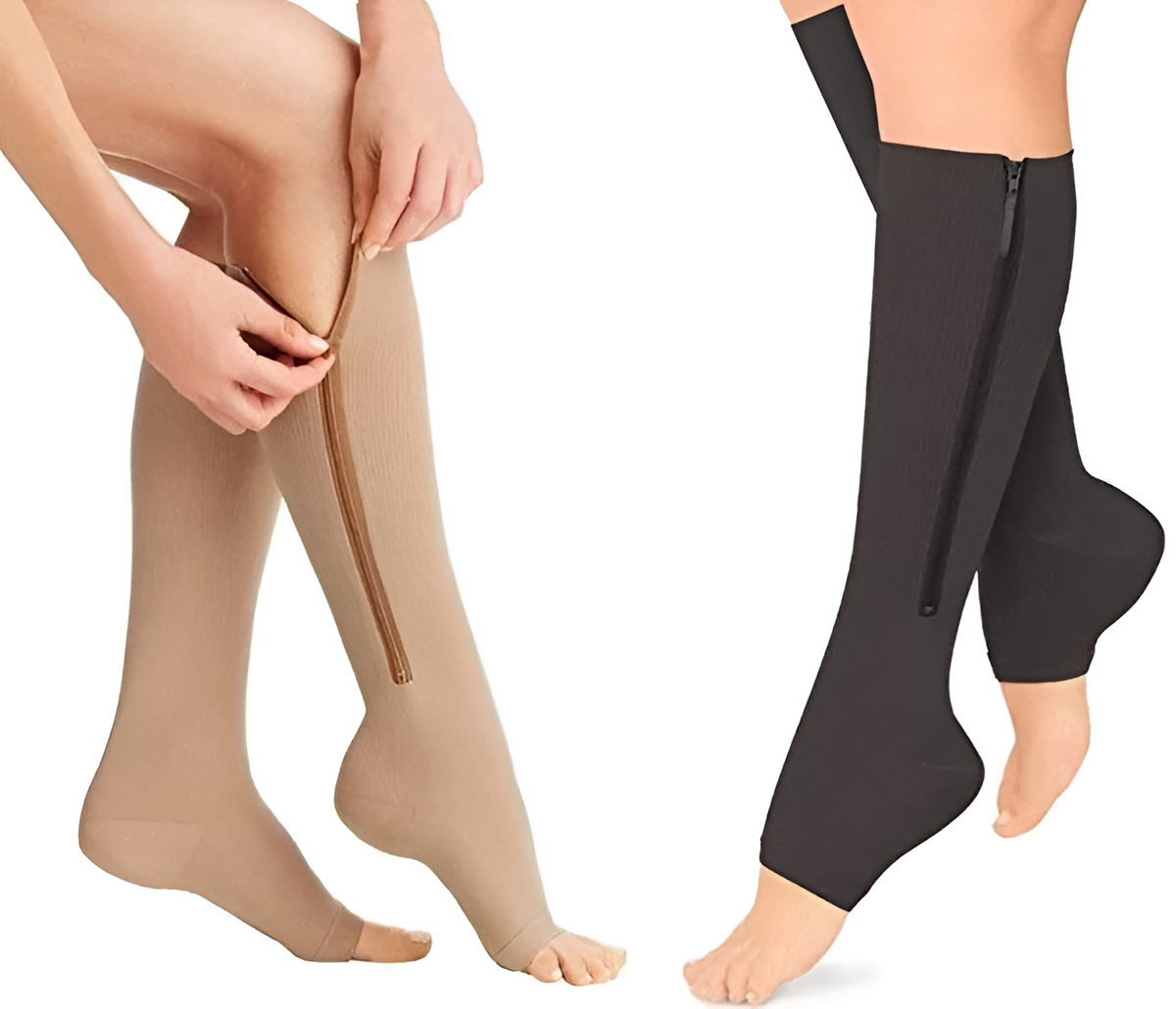 Zipper Compression Socks 20–30 mmHg Open Toe Therapeutic Medical Support Leg Sleeves for Women and Men | Sansoti