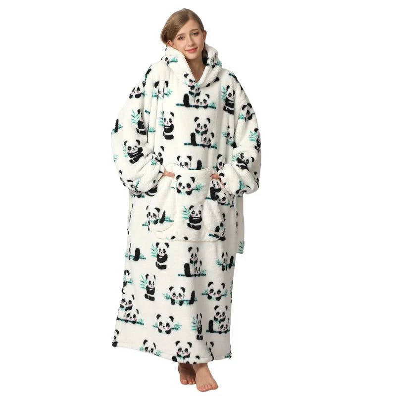 Grande couverture portable oversize à capuche en polaire sherpa, tenue de détente, vêtement d’intérieur chaud, couverture à capuche pour adultes | Sansoti