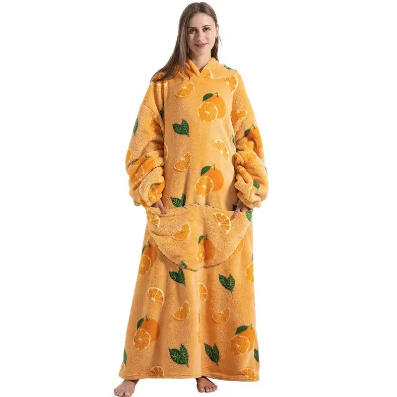 Grande couverture portable oversize à capuche en polaire sherpa, tenue de détente, vêtement d’intérieur chaud, couverture à capuche pour adultes | Sansoti
