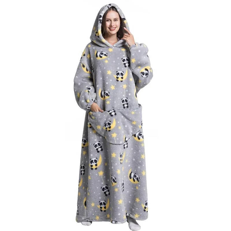 Grande couverture portable oversize à capuche en polaire sherpa, tenue de détente, vêtement d’intérieur chaud, couverture à capuche pour adultes | Sansoti