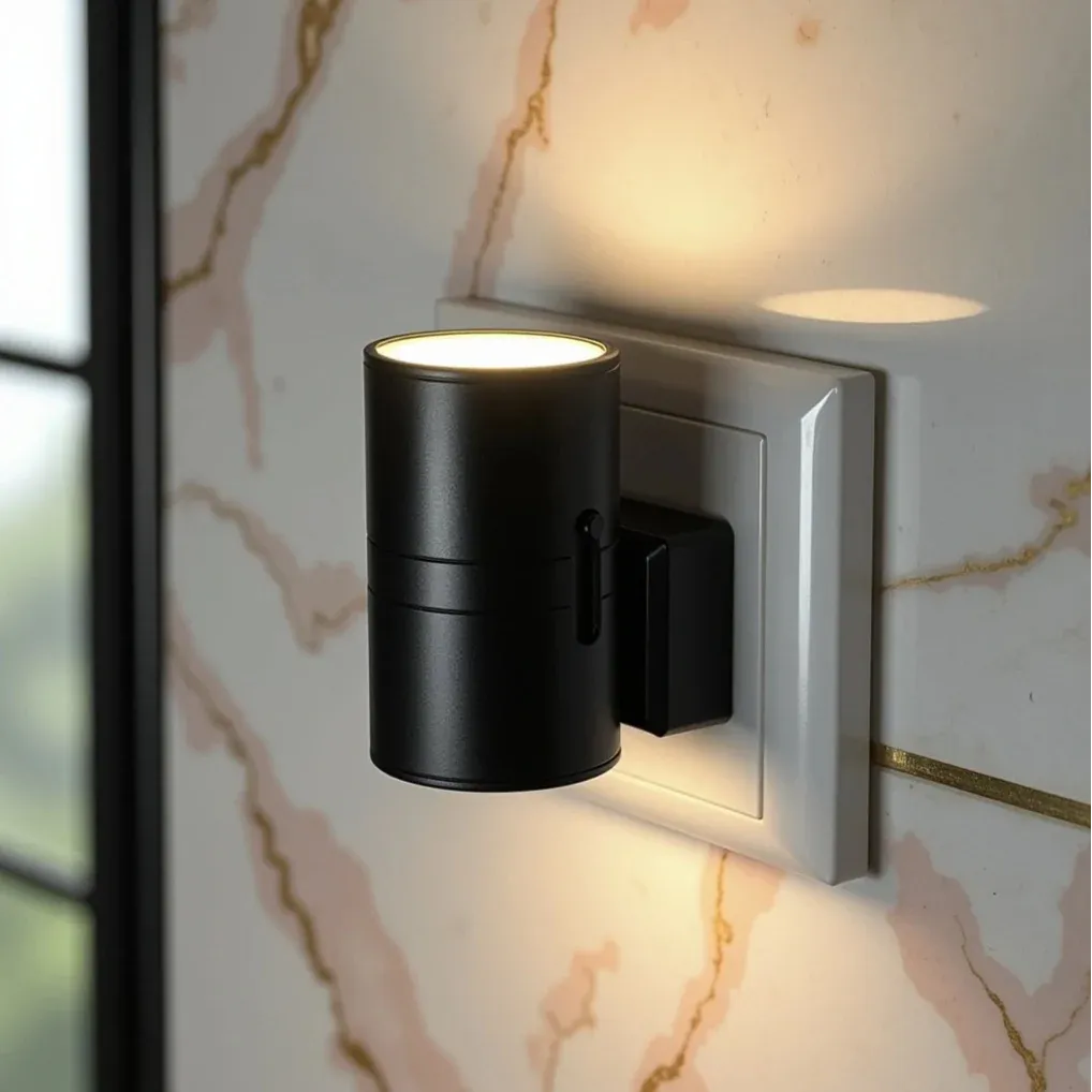 Lampka nocna Bauhaus z funkcją ściemniania, czujnikiem dnia i nocy, montowana na ścianie, ciepłe światło LED, do sypialni, przedpokoju i łazienki, energooszczędna | Sansoti