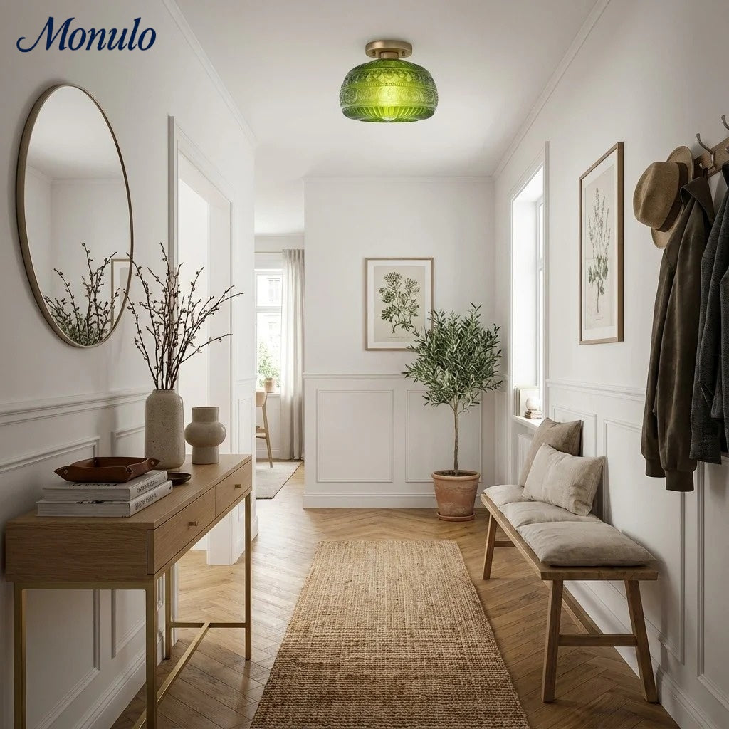 Glass Globe Ceiling Lamp Textured Glass Semi-Flush Lighting for Any Room | Sansoti