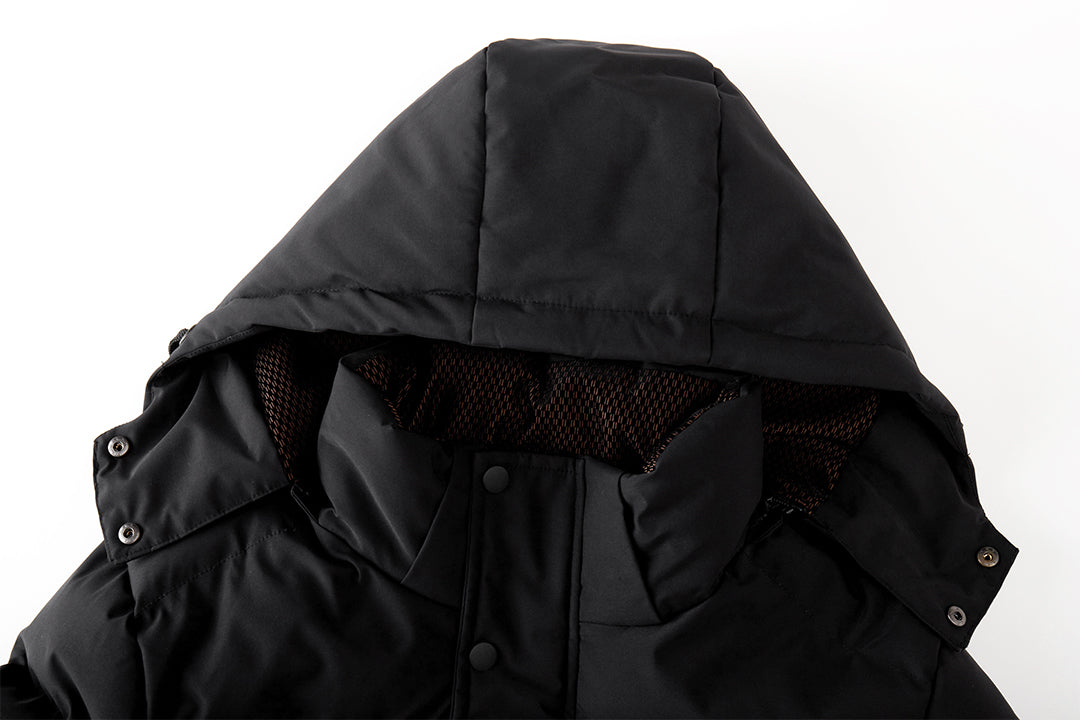 Gesteppter Winterparka für Herren Wasserabweisend Abnehmbare Kapuze Daunenblau Schwarz Warme Outdoor-Winterjacke | Sansoti