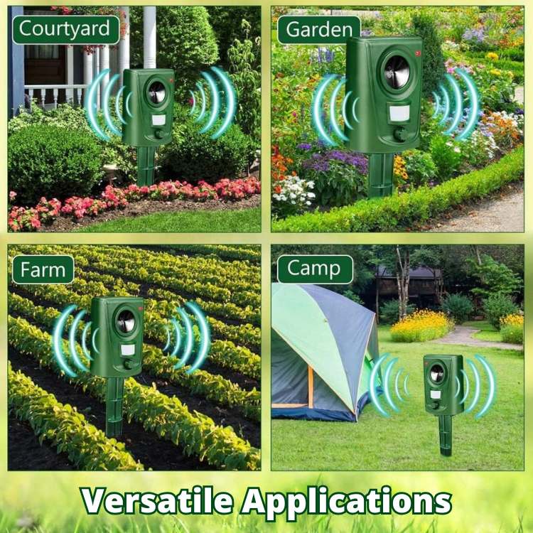 Ultrasonic Cat Repeller with PIR Sensor and 110° Range – Waterproof for Indoor and Outdoor Use | Sansoti