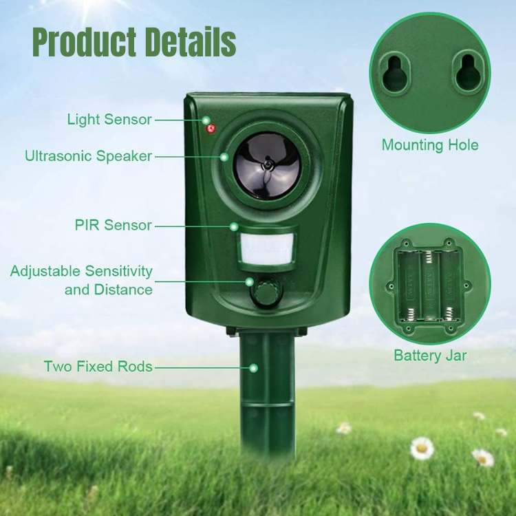 Ultrasonic Cat Repeller with Motion Sensor for Garden | Repellent Frequency Waterproof IPX4 Outdoor Cat Deterrent | Sansoti
