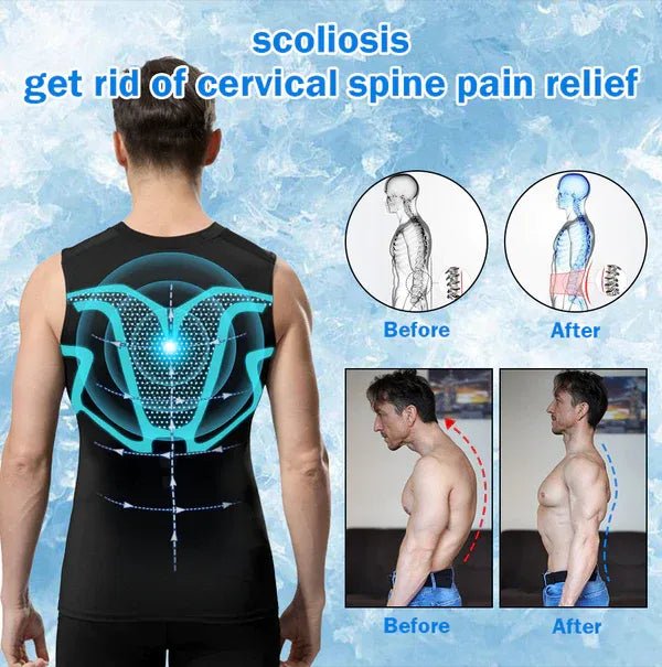 Men's Compression Vest with Posture Correction Tourmaline Technology Back Support Sportswear | Sansoti