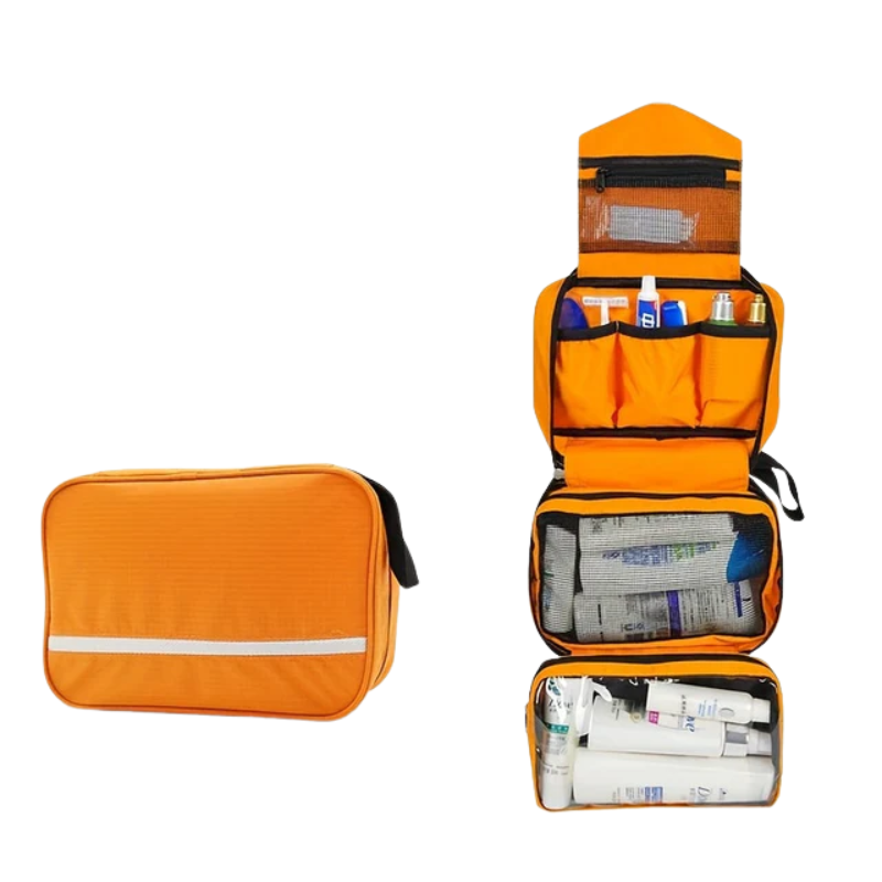 Trousse de toilette de voyage suspendue avec compartiments pour cosmétiques, soins et maquillage, rangement et organisation de la salle de bains en voyage | Sansoti