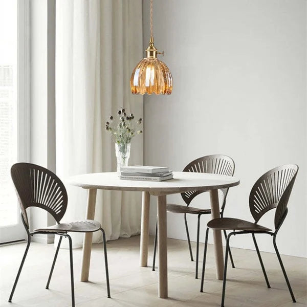 Hängelampe Glas Blume Japanisch Retro Metall 12cm E27 Pendelleuchte Wohnzimmer Schlafzimmer Stimmungsvol | Sansoti