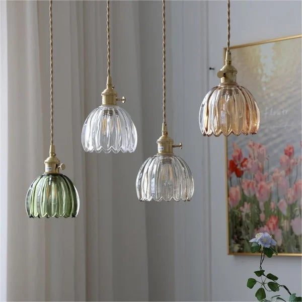 Hängelampe Glas Blume Japanisch Retro Metall 12cm E27 Pendelleuchte Wohnzimmer Schlafzimmer Stimmungsvol | Sansoti