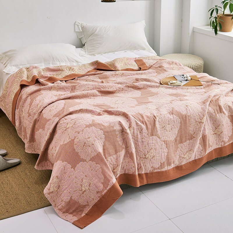 Cotton Throw with Floral Pattern Soft Blanket for Bed Sofa All-Season Comfort Decorative Home Throw Interior | Sansoti