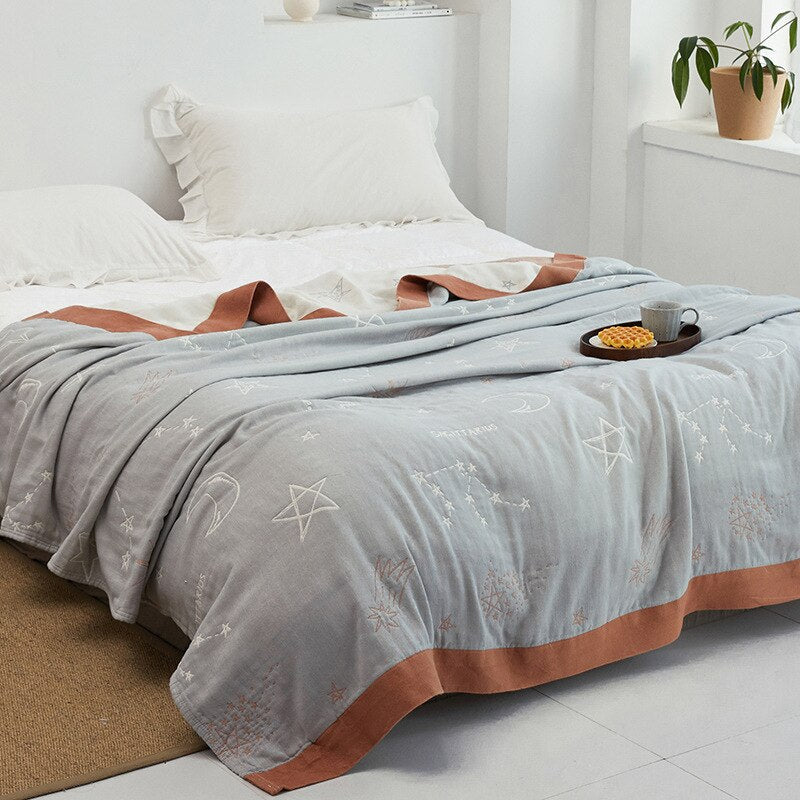 Cotton Throw with Floral Pattern Soft Blanket for Bed Sofa All-Season Comfort Decorative Home Throw Interior | Sansoti