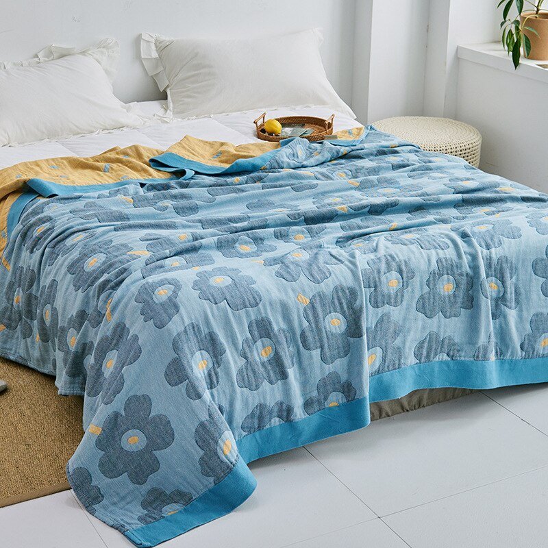Cotton Throw with Floral Pattern Soft Blanket for Bed Sofa All-Season Comfort Decorative Home Throw Interior | Sansoti