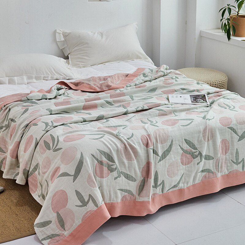 Cotton Throw with Floral Pattern Soft Blanket for Bed Sofa All-Season Comfort Decorative Home Throw Interior | Sansoti
