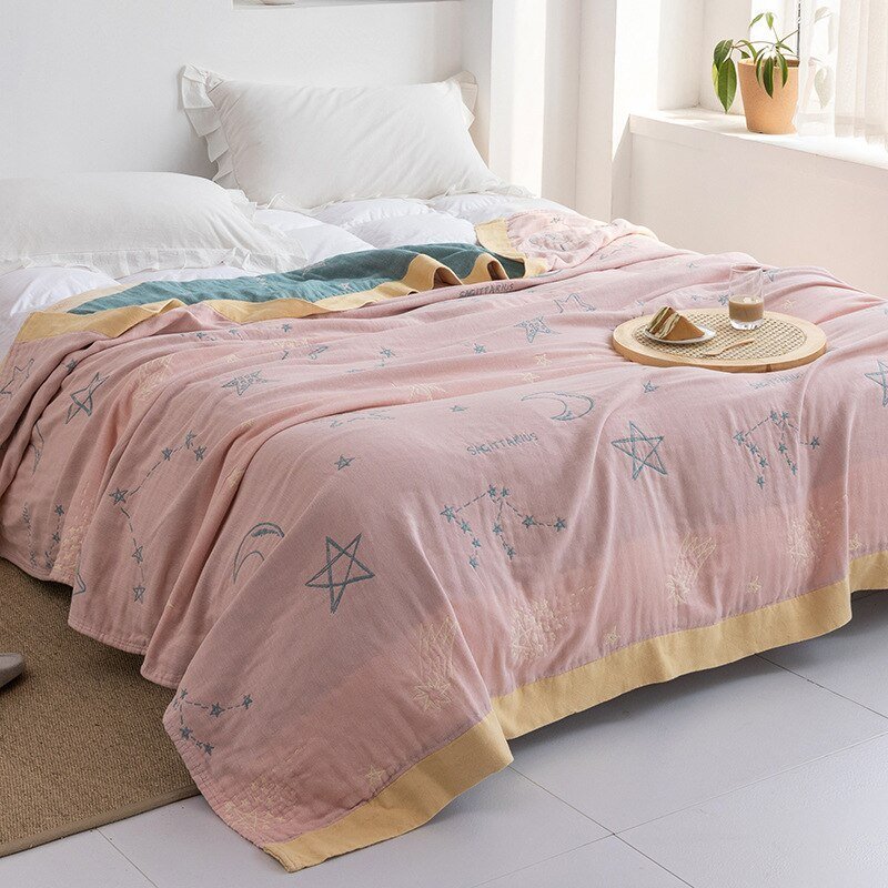 Cotton Throw with Floral Pattern Soft Blanket for Bed Sofa All-Season Comfort Decorative Home Throw Interior | Sansoti