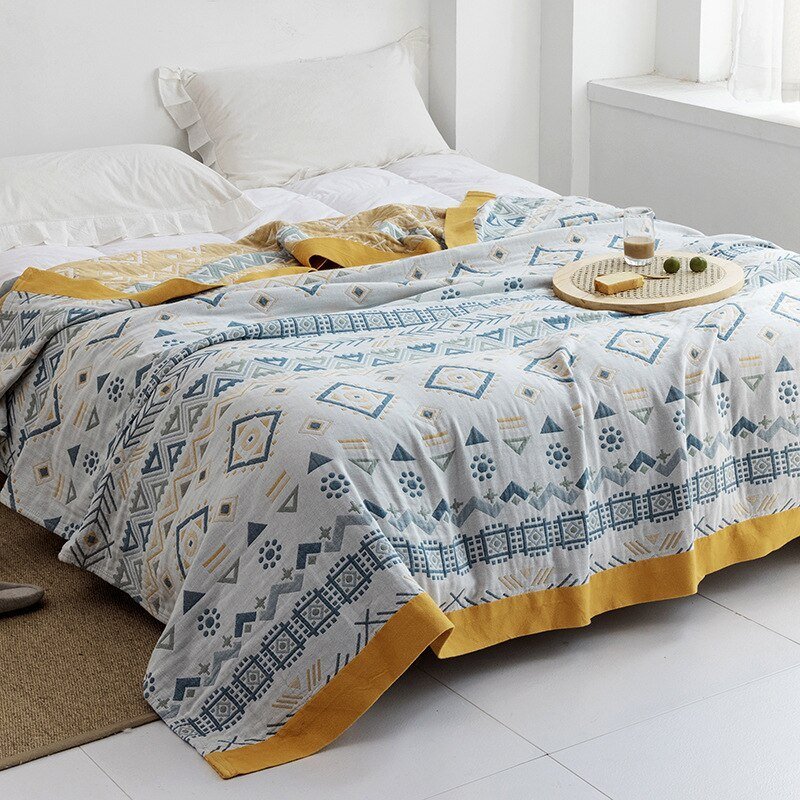 Cotton Throw with Floral Pattern Soft Blanket for Bed Sofa All-Season Comfort Decorative Home Throw Interior | Sansoti