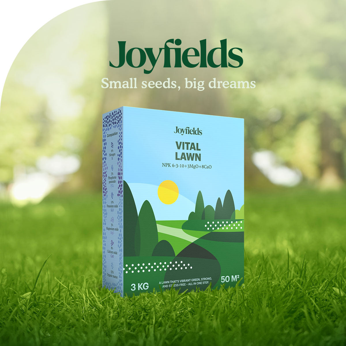 Joyfields Vital Lawn - Gazonmest met kalk - 3 kg