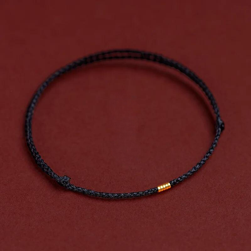 Braided Beaded Bracelet with Protection Charm – Red Cord with Gold Accents – Adjustable Lucky Bracelet | Sansoti