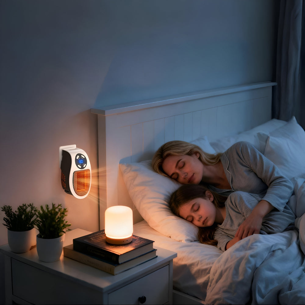Mini Ceramic Plug-In Heater 350W Fast Heating Timer LED Space Heater Energy-Efficient Compact | Sansoti