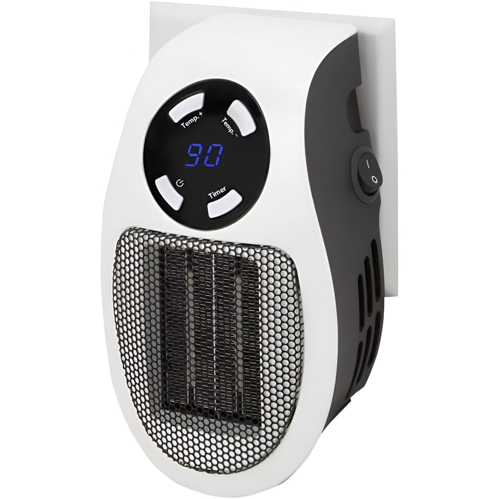 Mini Ceramic Plug-In Heater 350W Fast Heating Timer LED Space Heater Energy-Efficient Compact | Sansoti