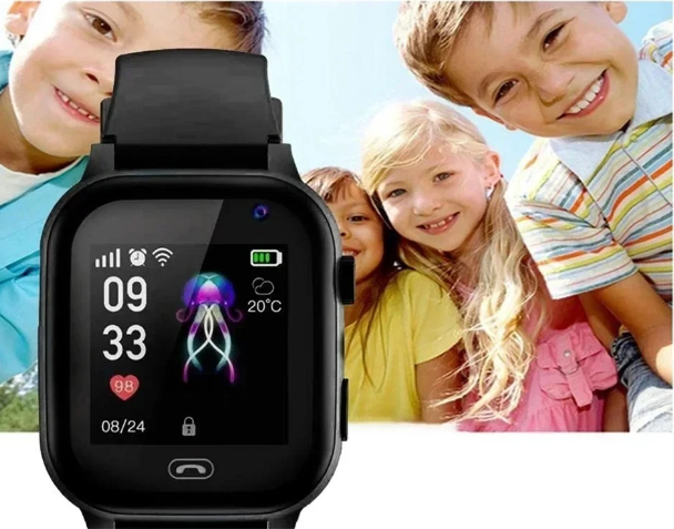 Children's Smartwatch with GPS Tracker, 4G Video Calling, Waterproof Safety Wristwatch, Touchscreen, Pink and Blue | Sansoti